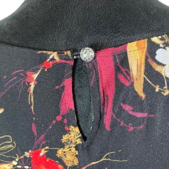 J Jill Multicolor Floral and Bird Motif Casual to Dressy Blouse  Size XS  EUC - Picture 3 of 11